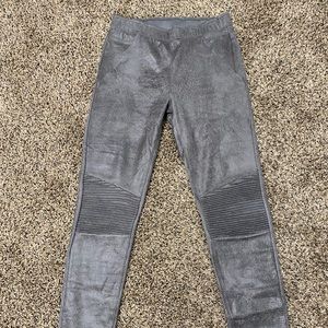Suede moto leggings